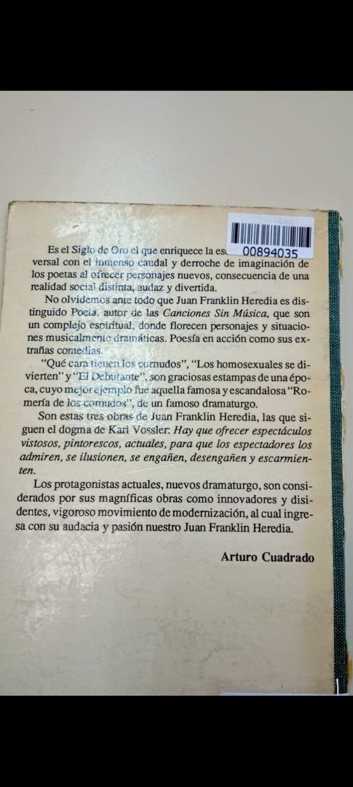 Páginas de escritos de Juan Franklin Heredia